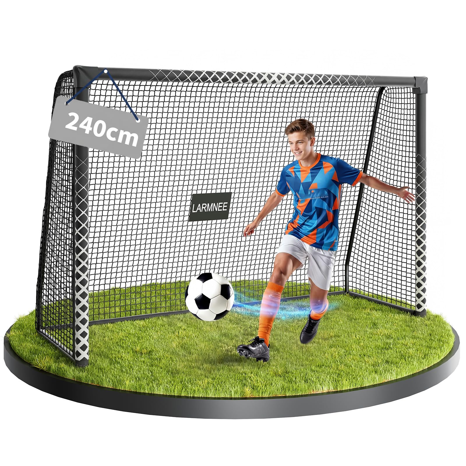 LARMNEE But de Football avec Mousse de Protection, Cage de Foot résistante aux intempéries, Filet en PE