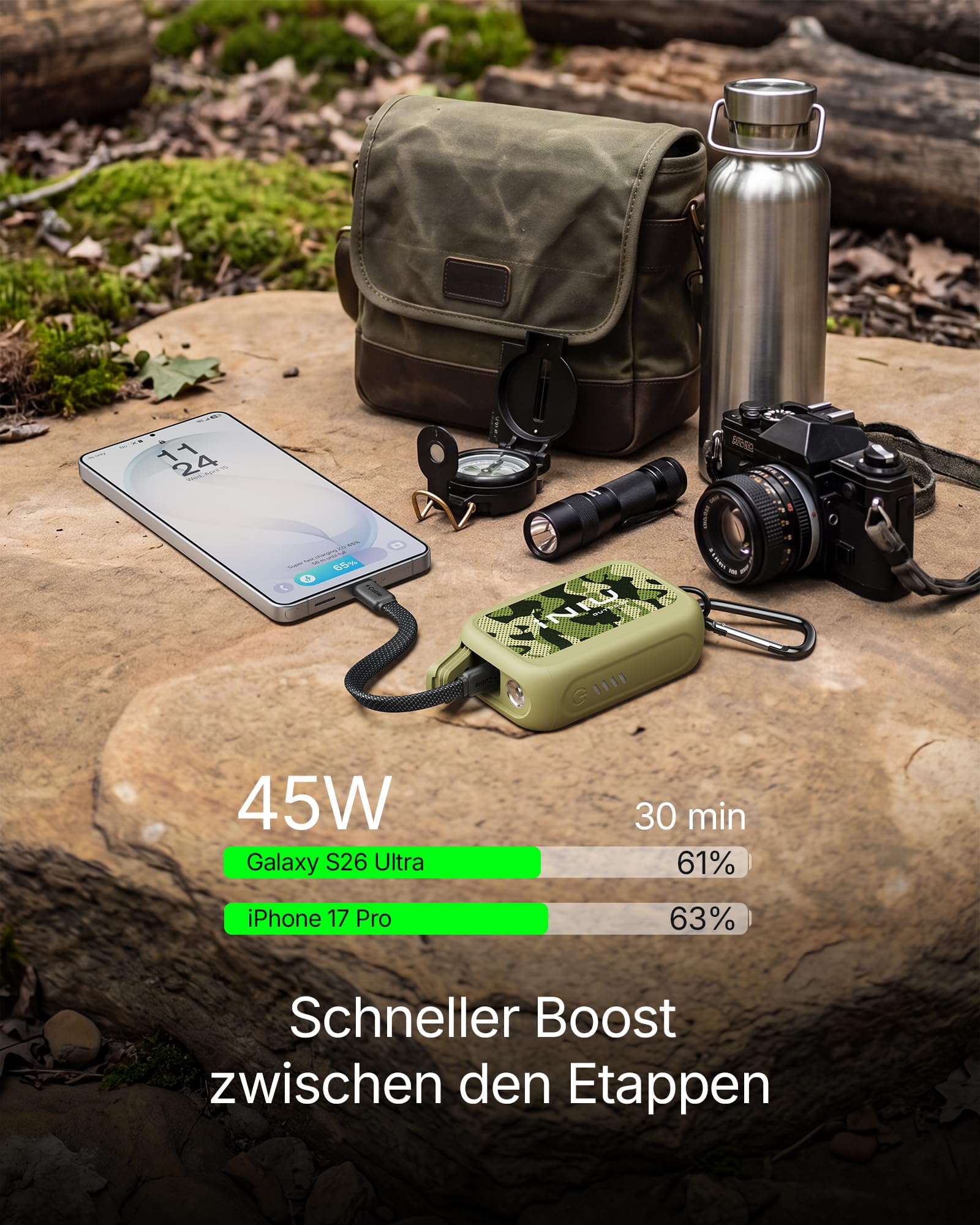 INIU 45 W Schnelllade-Powerbank, robuste 10000 mAh Outdoor-Powerbank