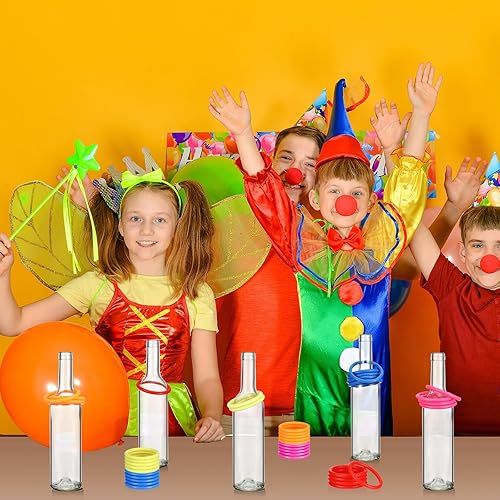 Miniatura 3 de Shappy El juego de lanzamiento de anillos de 31 piezas incluye 25 anillos para lanzamiento de anillos y 6 botellas de vidrio, anillos de plástico,