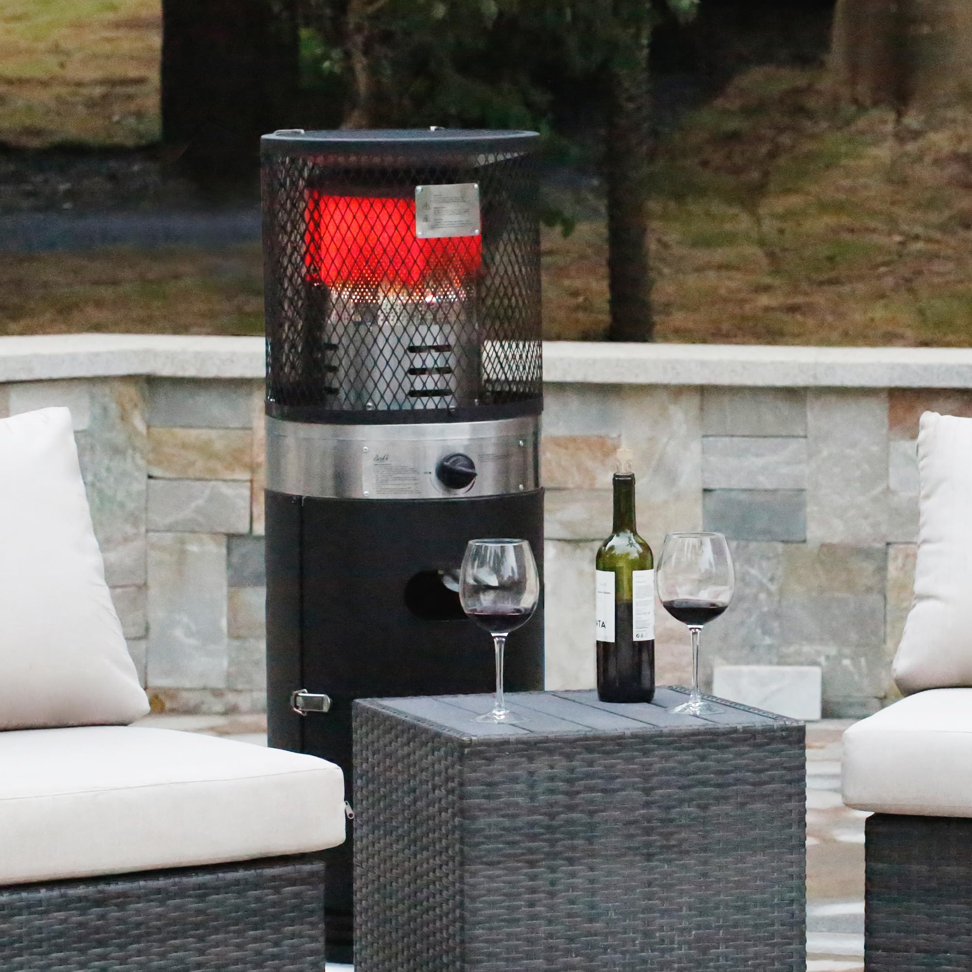 BALI OUTDOORS Calentador de patio de 7,3 kW - Calentador independiente - Gas - Cubierta para lluvia incluida