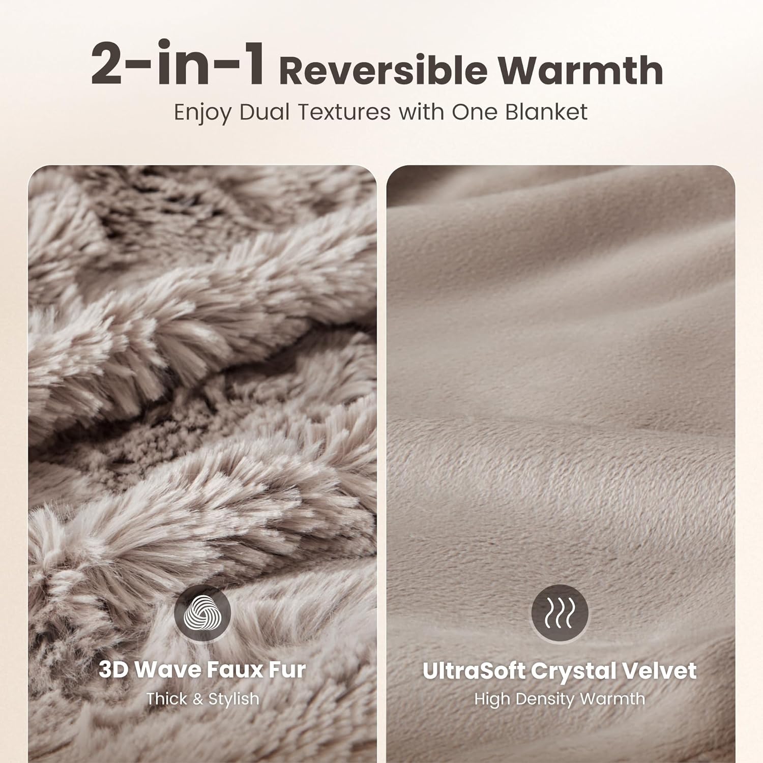Sophia & William Light Brown Faux Fur Textured Throw Blanket for Couch - Soft Throws for Chairs, Hypoallergenic Fabric with Rumpled Floral Pattern Seasons (50×60", Light Brown)