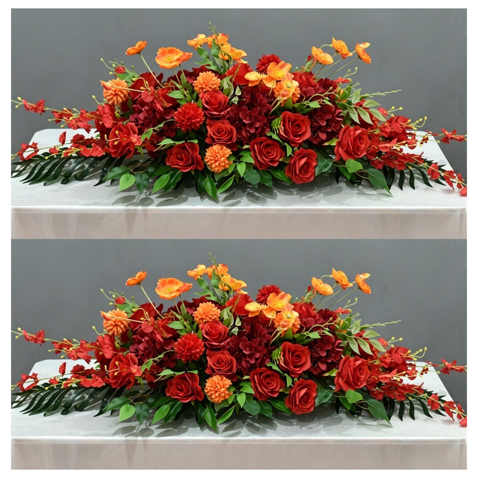 Formal Meeting Table Floral, Corporate Decor Arrangement, Business Table Floral, Artificial Flower Decoration For Formal Venues, Meetings, Corpora(Size:100×40×30cm (39.37×15.75×11.81in),Color:D-2 Pcs)