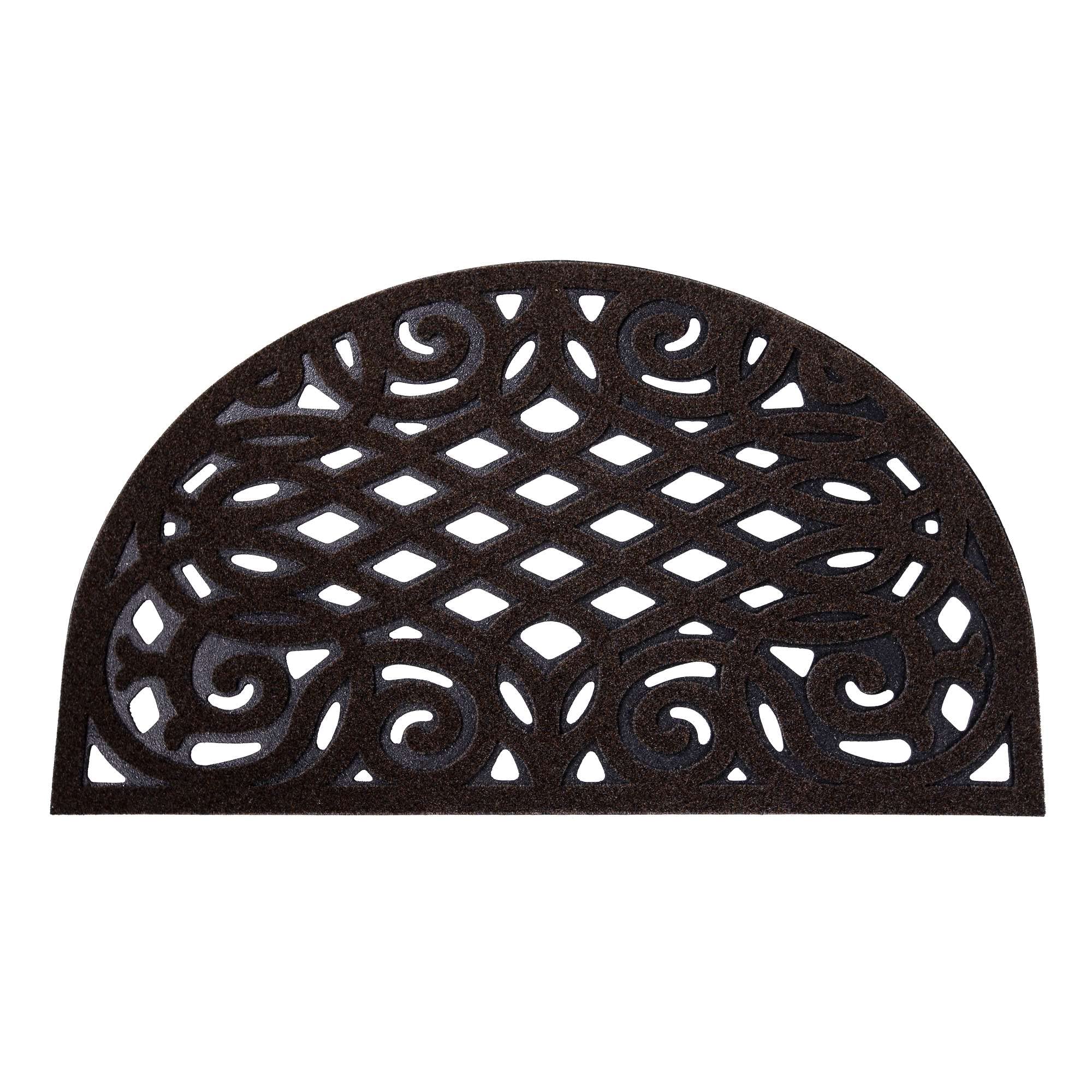 Nicoman Outdoor Doormat Decorative Stair Mats Heavy Duty Drainage Dirt Trapper Porch Rubber Skid Proof Anti Slip - (Half-Moon, Chocolate, 75 x 44cm)