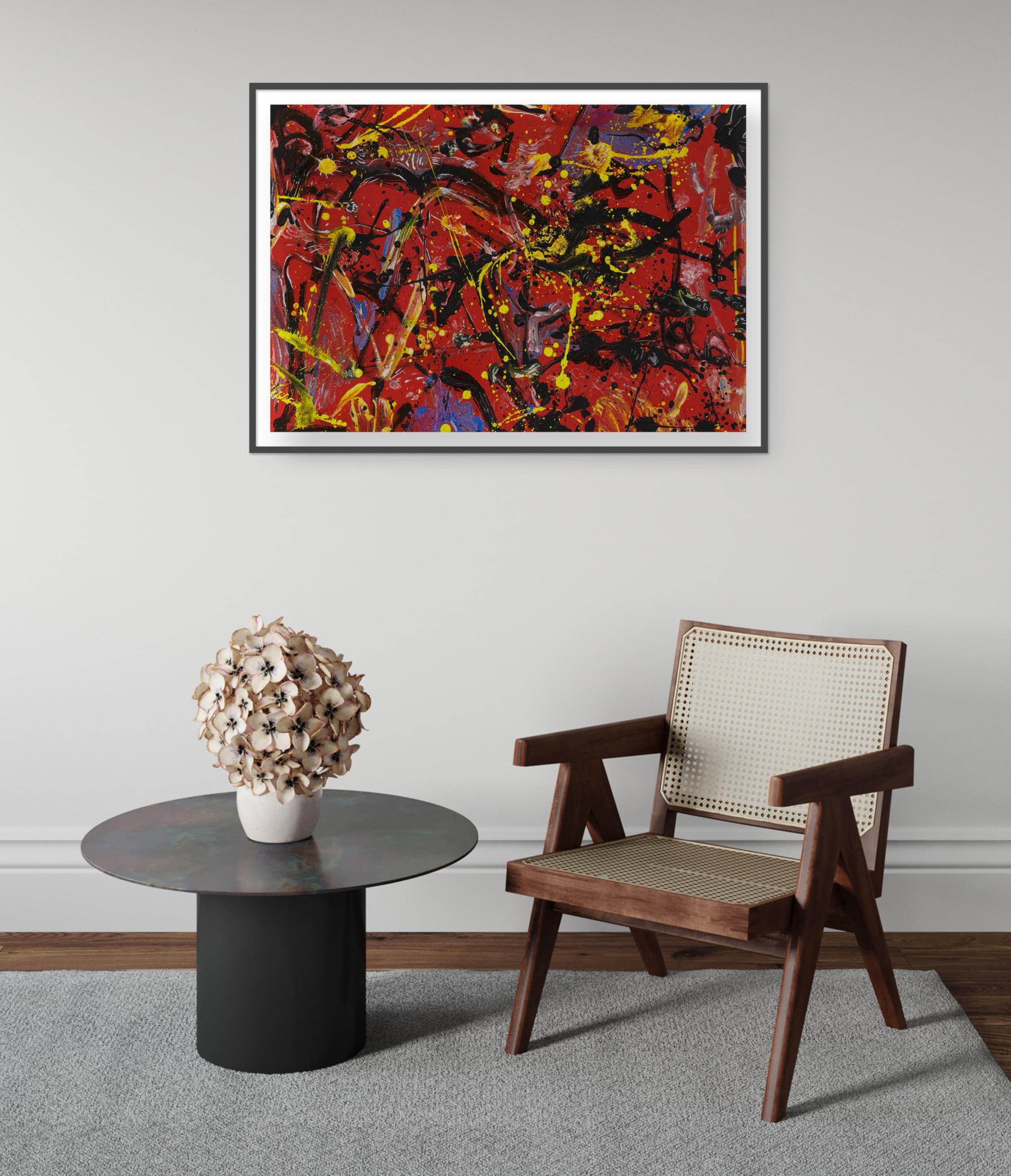 Rote Komposition von Jackson Pollock, abstrakter Expressionist Splatter, Landschaft, Wandkunstdruck, 1946, Vintage-Dekor, Poster, Geschenk, archivarisch, matt, 50 x 70 cm (nur Druck), 50 x 70 cm