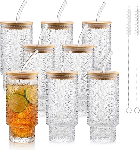 Miniatura 14 de Hobnail - Vasos para beber de 16 onzas, paquete de 2 vasos de hobnail vintage, vasos de agua transparente, tazas de cocina para jugo, cerveza,