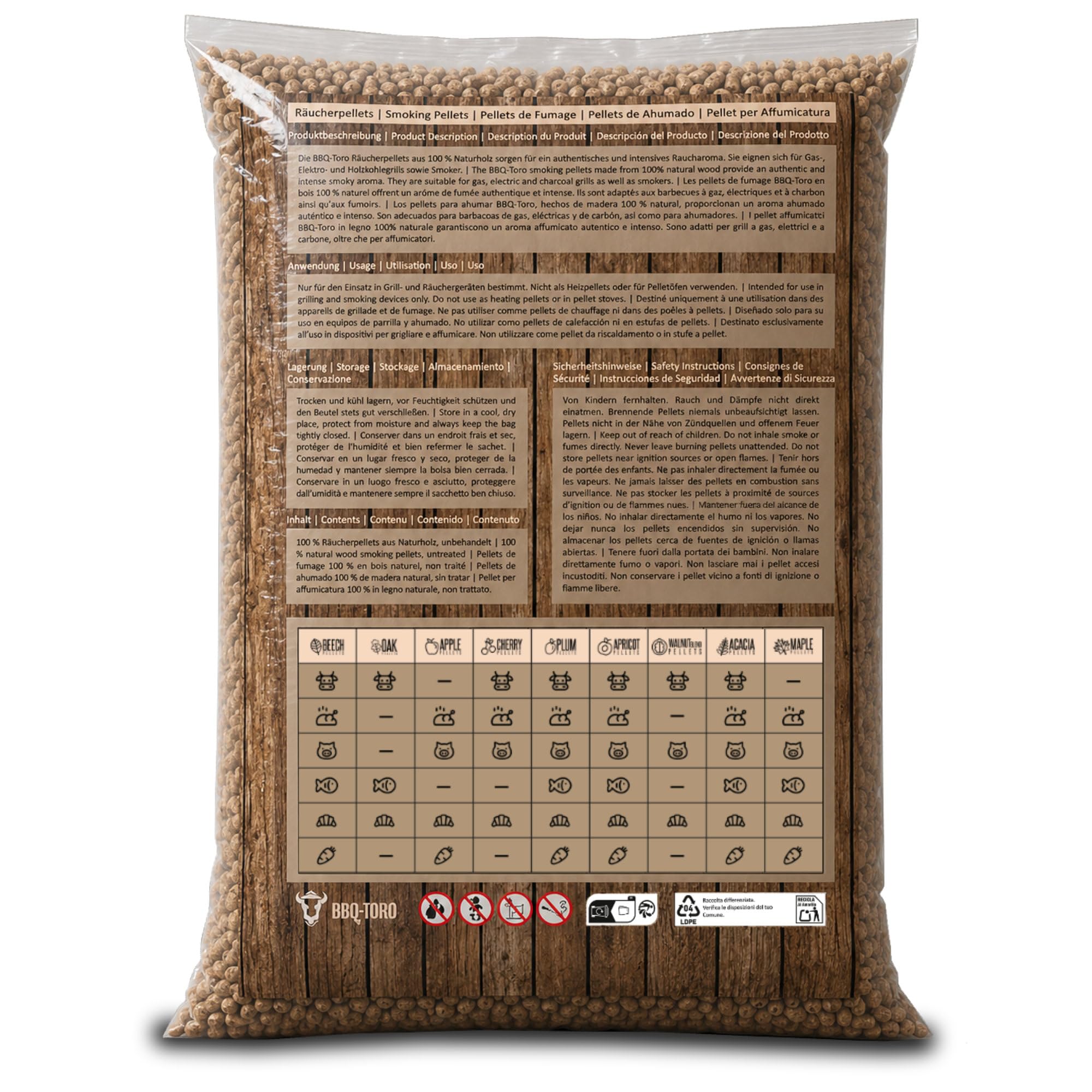 BBQ-Toro Pellet di ciliegio, 100% legno di ciliegio, pellet per barbecue, per affumicatori, per il forno a pellet per e impianti di riscaldamento (30 kg)