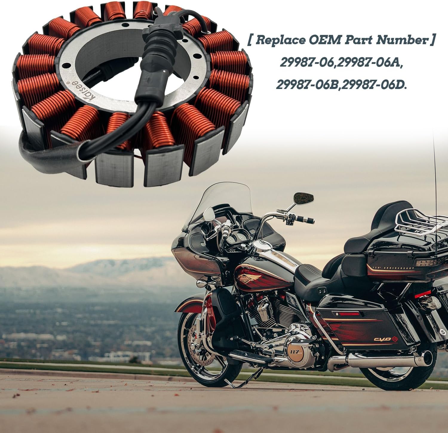 KARSEE 29987-06 Stator Coil Compatible with Harley Davidson Electra Glide Road King Road Glide 50 Amp 3 phase 2006-2013 29987-06A 29987-06B 29987-06D
