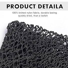 African Net Long Bath Net Sponge,JASSINS Bathing Body Exfoliating Shower Body Back Scrubber Skin Smoother,Stretch Length to 66 INCH (Black)