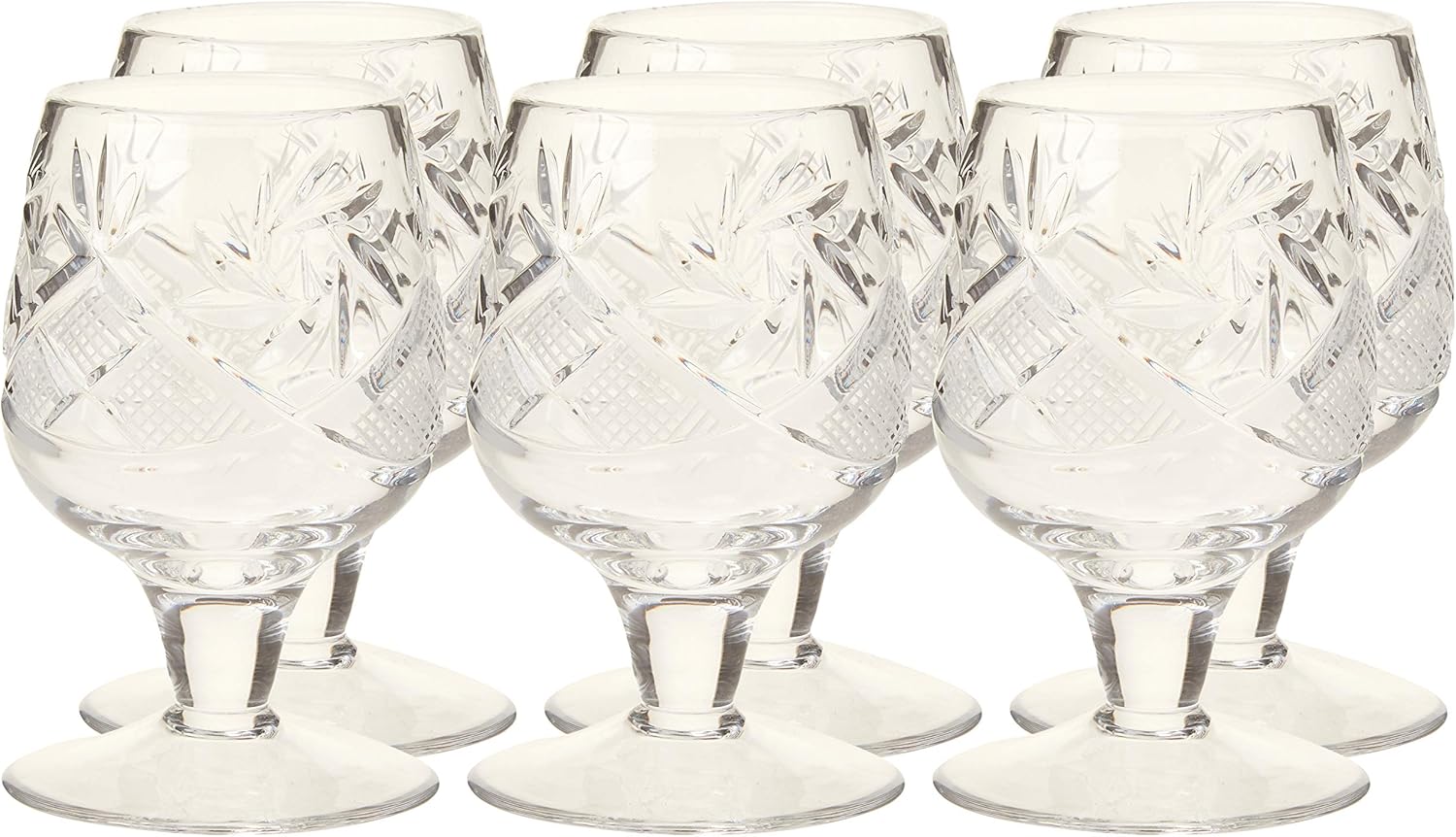 Neman Crystal WG5290, 1.5 Oz Crystal Shot Glasses, Hand Made Tequila/Vodka Shot Glasses, Unique Goblet Set of 6