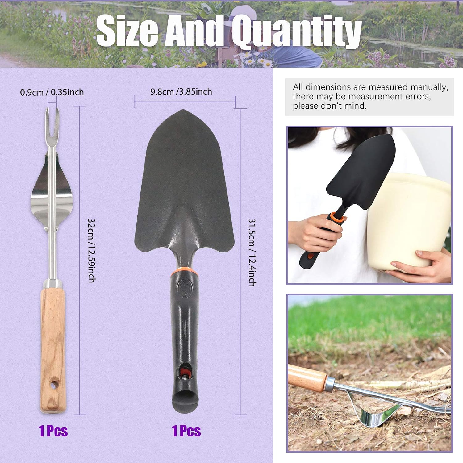 Swpeet 5Pcs Manual Weeders Puller Tool Kit, Weed Puller Tool Garden Handle Weeder Removal Tool Garden Trowel with Ergonomic Handle Weeding Tool with Protective Gloves for Garden Lawn