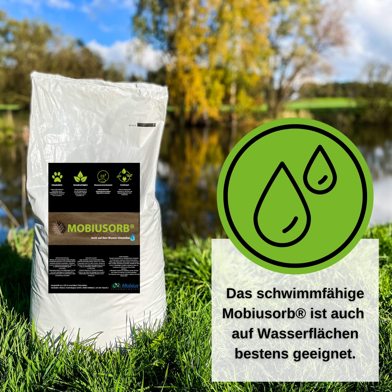 Ölbinder Granulat 50 l saugstark nachhaltig ressourcenschonend Klimaschutzeffekt aus Kühlschrankrückproduktion Made in Germany prävention Auffangwannen 16 kg