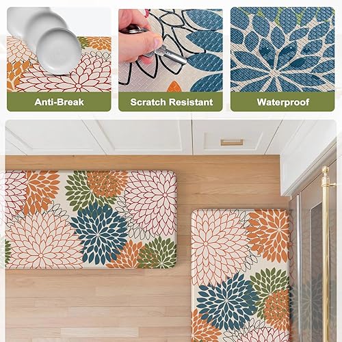 Miniatura 5 de Alfombras y tapetes de cocina acolchados antifatiga, 2 unidades, antideslizante, impermeable, tapete de pie de espuma cómoda para pisos, oficina,