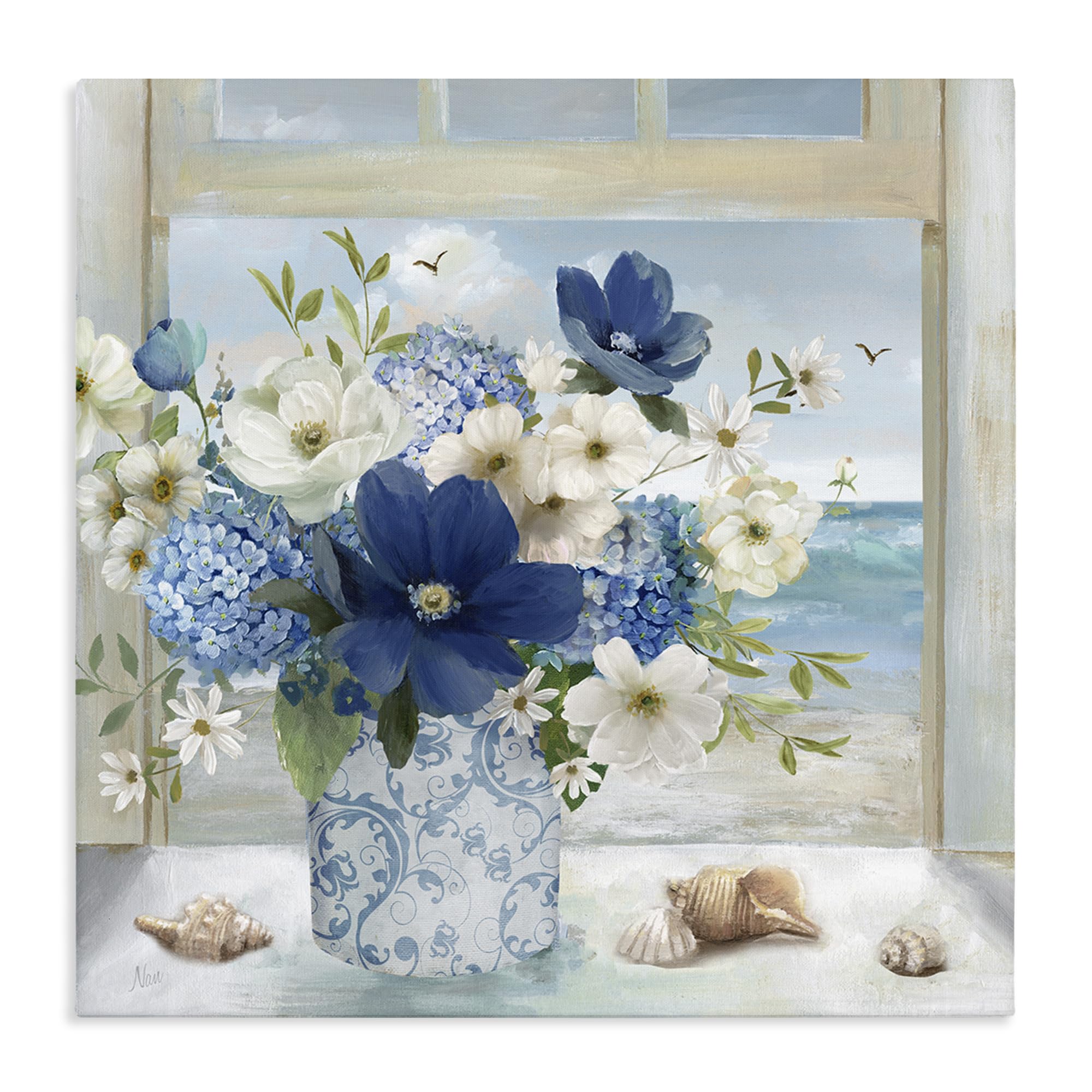 Stupell Industries Unframed 'Seaside Blue & White Arrangement'| Canvas Art