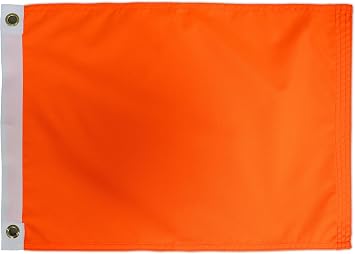 Heavy Duty Orange Safety Flag 12x18 Inch -Longest Lasting Oxford Nylon 210D | Four Rows Stitching Fly Ends | Attention Safety Flags Decoration Gift Boat UTV ATV Car Bike Yacht Warning Banner