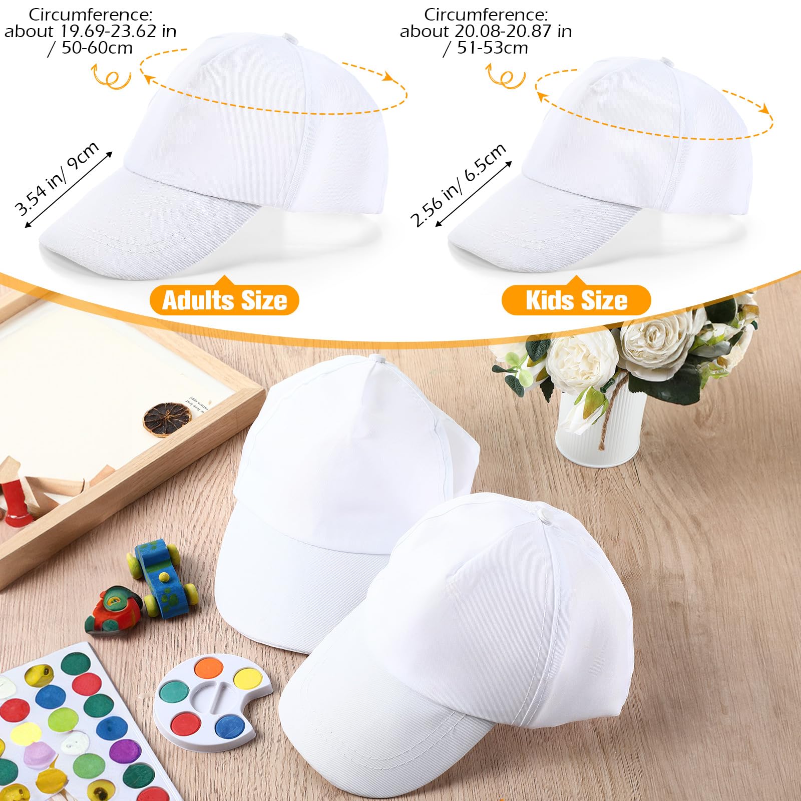 JaGely DIY Baseball Caps DIY Creative Painting Adjustable White Baseball Hat Kids Adults for Camp Outdoor Sports Painting(30 Pcs)