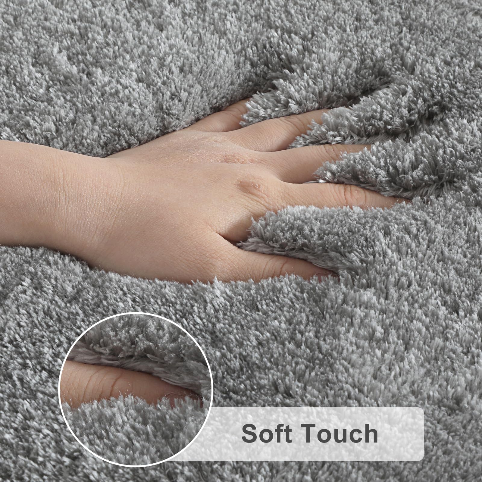 LIVEBOX Machine Washable Grey Runner Rug 2x6 Shaggy Bedside Runner Rugs