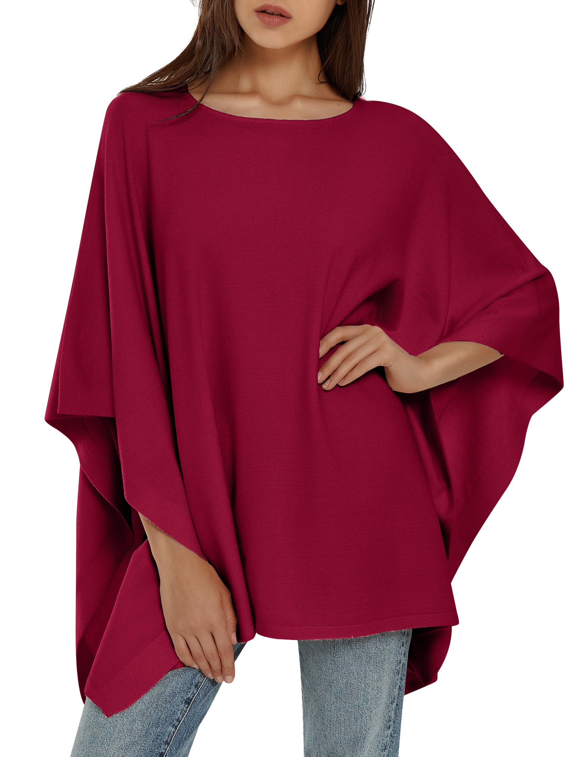 PULI Women's Pullover Poncho Sweater Knit Layering Top Travel