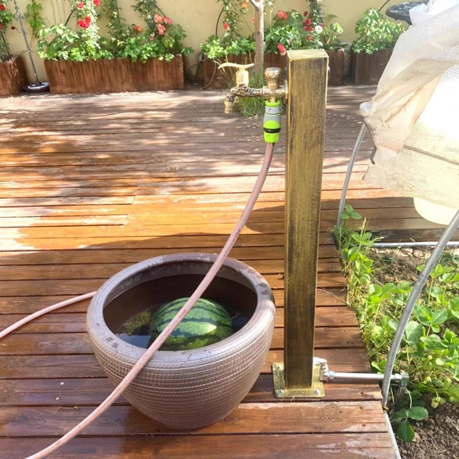 Antique Outdoor Faucet Post, Copper Garden Tap Extender, 304 Stainless Steel Hose Stand, Decorative Water Column for Backyard Farm, and Stylish Garden Accessory