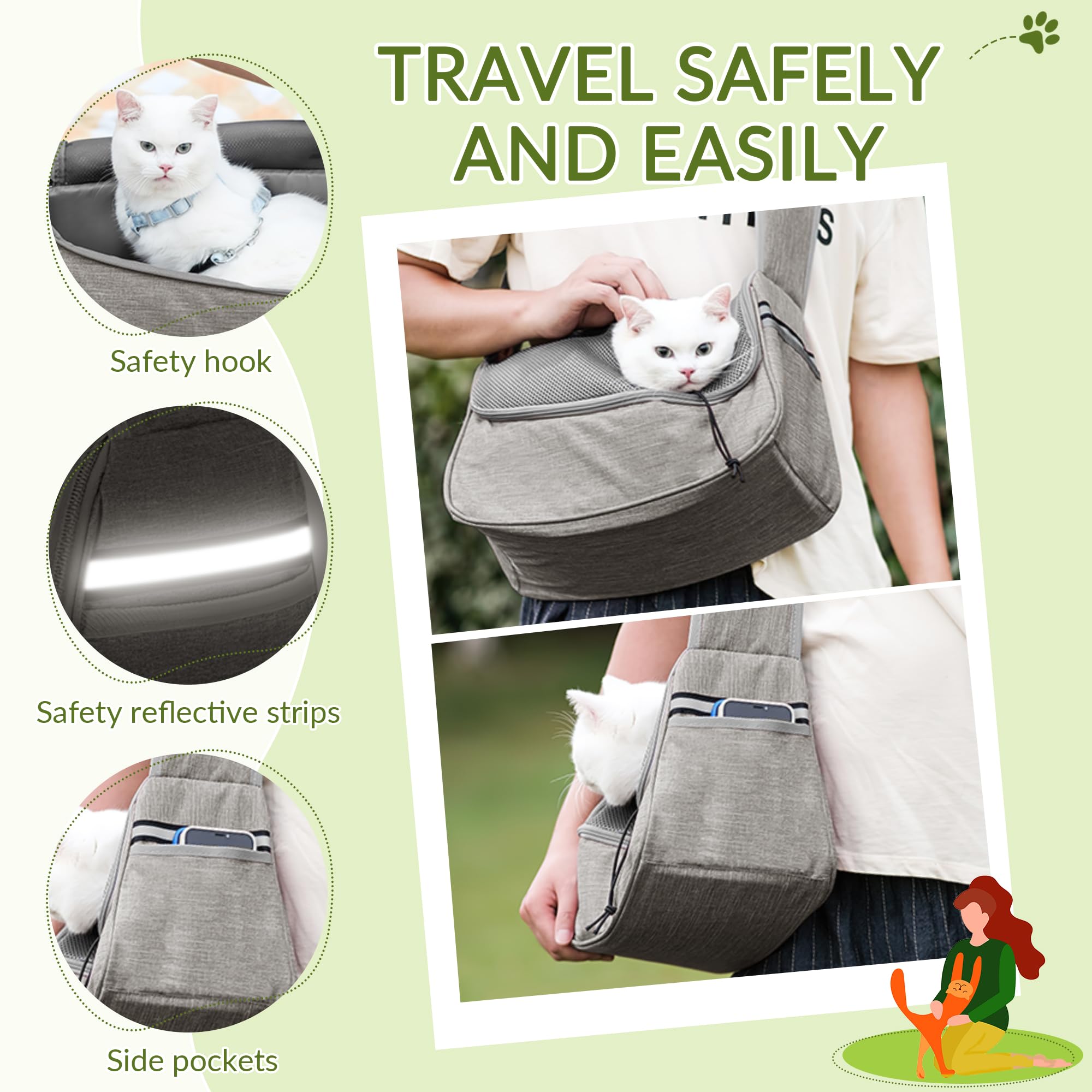 ALLSOPETS Dog Sling Carrier for Small Dogs Cats, Breathable Puppy Sling, Adjustable Shoulder Strap with Side Pocket - Image 4