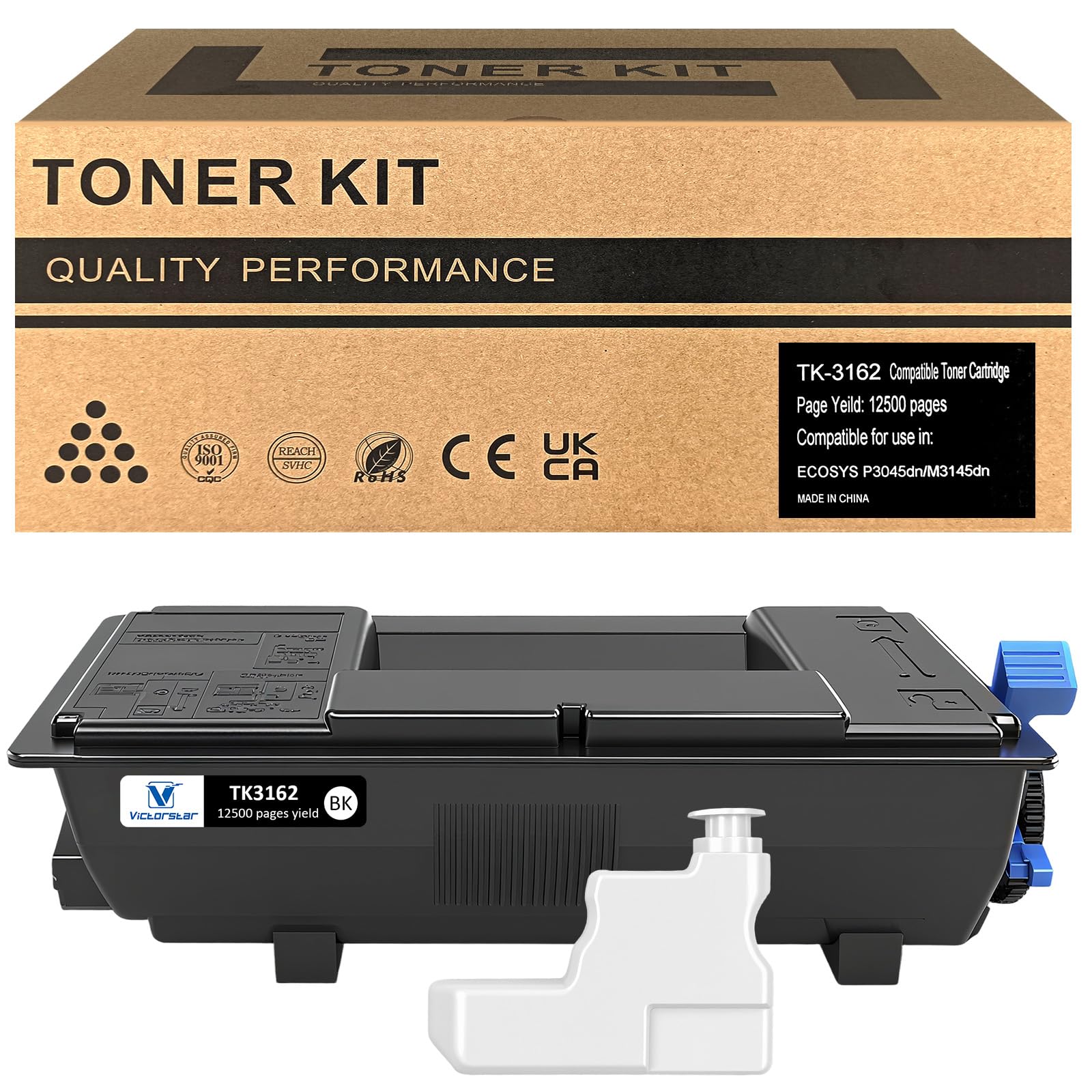 VICTORSTAR 1T02T90US0 Compatible Toner Cartridge TK3162 TK-3162 Black for Kyocera ECOSYS M3645idn M3145idn P3045dn P3050dn P3055dn P3060dn P3150dn