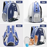 Vista 4 de Mochila transportadora para gatos, transportador de mascotas con diseño ventilado para transportar cachorros y gatos, mochila transportadora