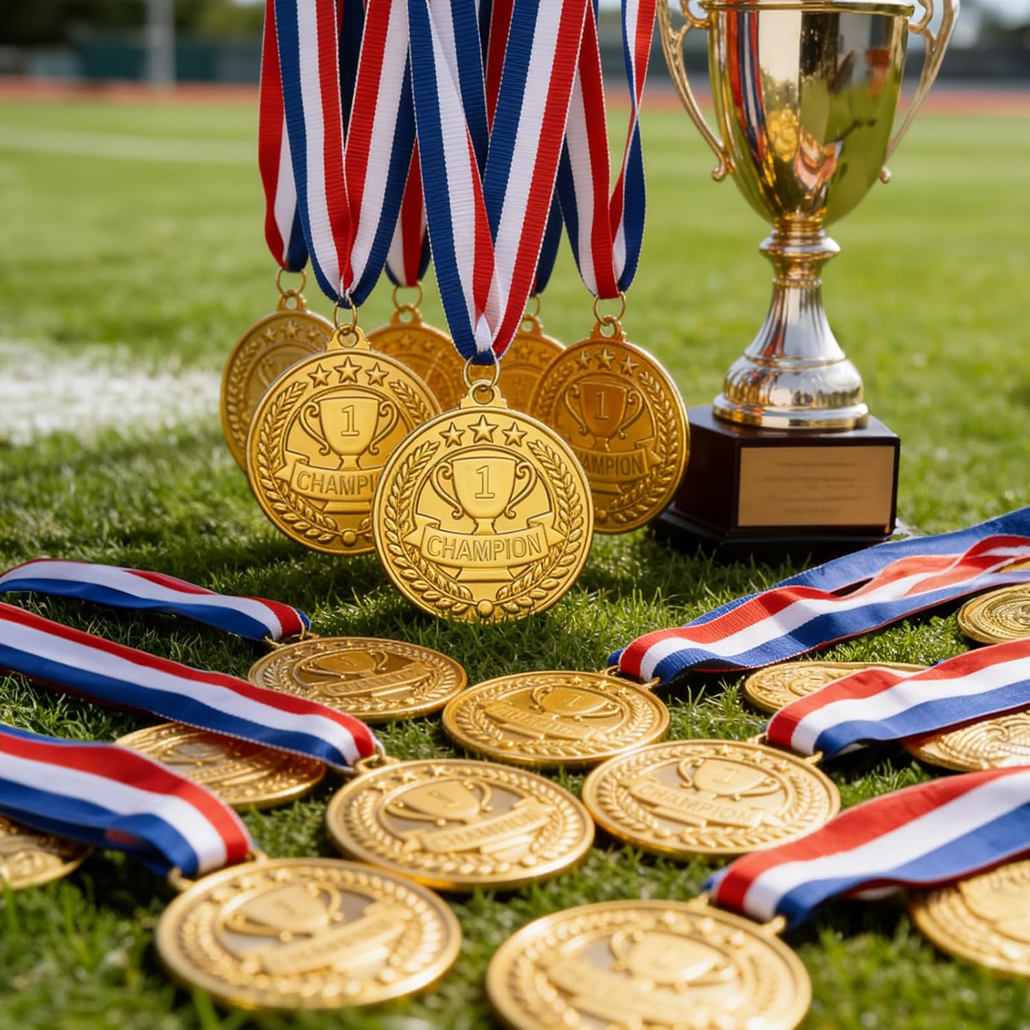 GOLDGE 36Pcs Gold Medals for Awards, 2'' Champion Awards Medals Bulk with Neck Ribbons, Winner Trophy Award for Basketball Soccer Baseball Volleyball Football Sports Competition, Gift for Player Team