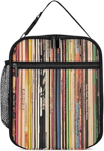 Classic Rock - Bolsa de almuerzo aislada reutilizable con diseño floral de calavera de azúcar y rosa para mujeres, hombres y niños, lonchera