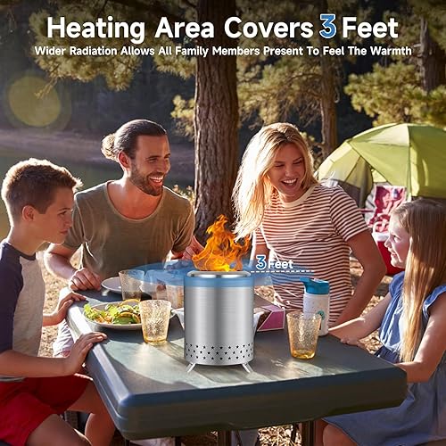 Miniatura 4 de Kiriner Fogata de mesa con soporte, 6.8 pulgadas de bajo humo para exteriores, para interiores y exteriores, fogata portátil para campamento,