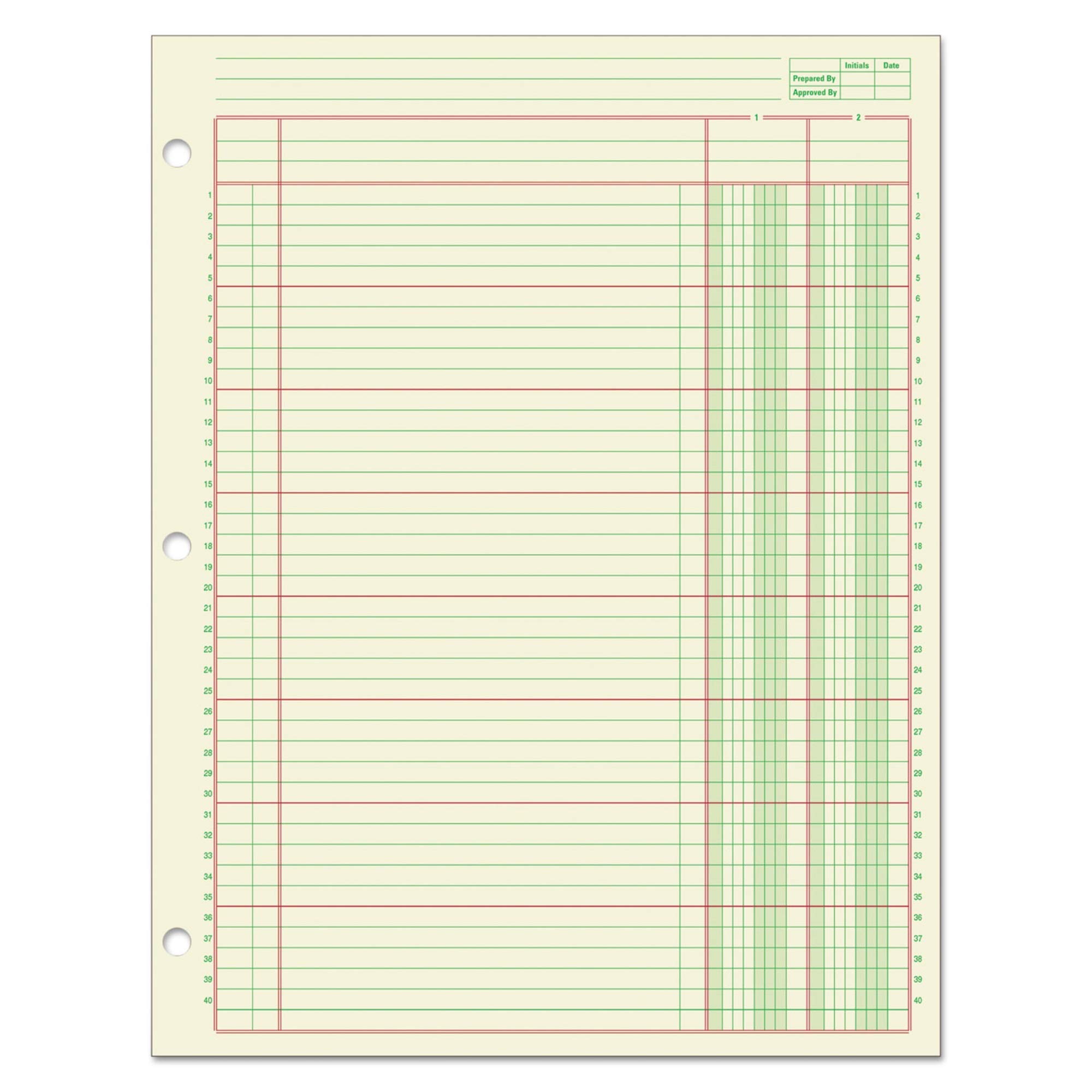 Adams Columnar Analysis Pad, 2 Column Ledger, 8.5" x 11", 100 Pages (50 Sheets), Green, 3 Hole Punch, for Accounting, Bookkeeping & Data (ACP85112)