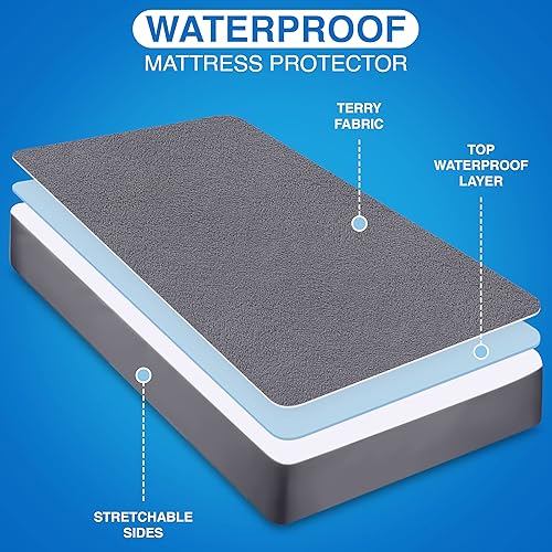 Miniatura 4 de Utopia Bedding Protector de colchón impermeable tamaño matrimonial, funda de colchón de rizo premium de 200 GSM, transpirable, estilo ajustado con