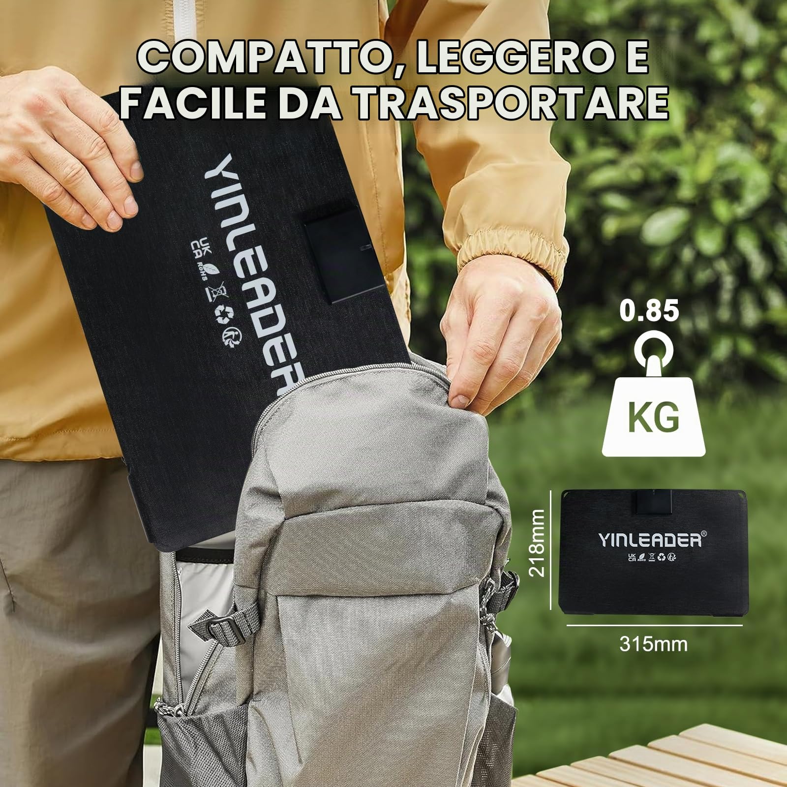 Pannello solare pieghevole da 30W, caricatore solare IP65 impermeabile e antipolvere, Caricabatterie solare pieghevole con ricarica rapida 18W USB-C & USB-A QC3.0,compatibile con smartphone, tablet