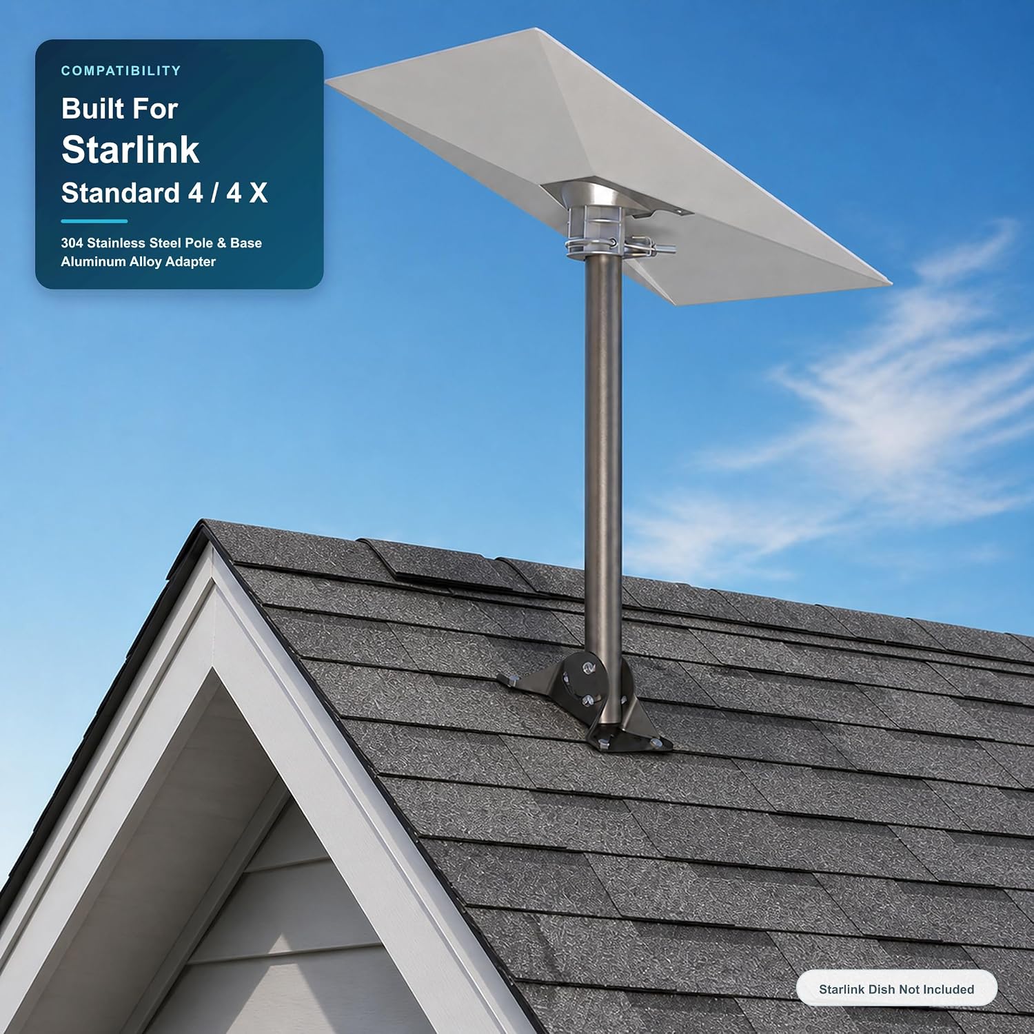 CEKAY Starlink Standard 4 / 4 X Roof Mount Kit, 304 Stainless Steel, 16.5"