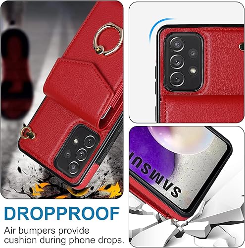 Miniatura 10 de Asuwish Funda de teléfono para Samsung Galaxy A52A52S 5G, funda de cartera con protector de pantalla de vidrio templado y anillo de bloqueo RFID,