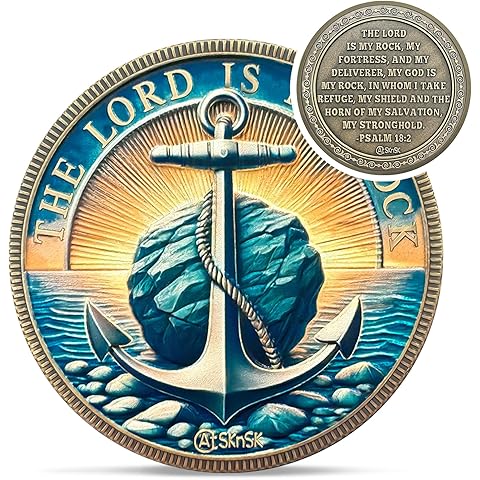 The Lord is My Rock Christian Challenge Coin - Psalm 18:2 Jesus Religious Token - S...