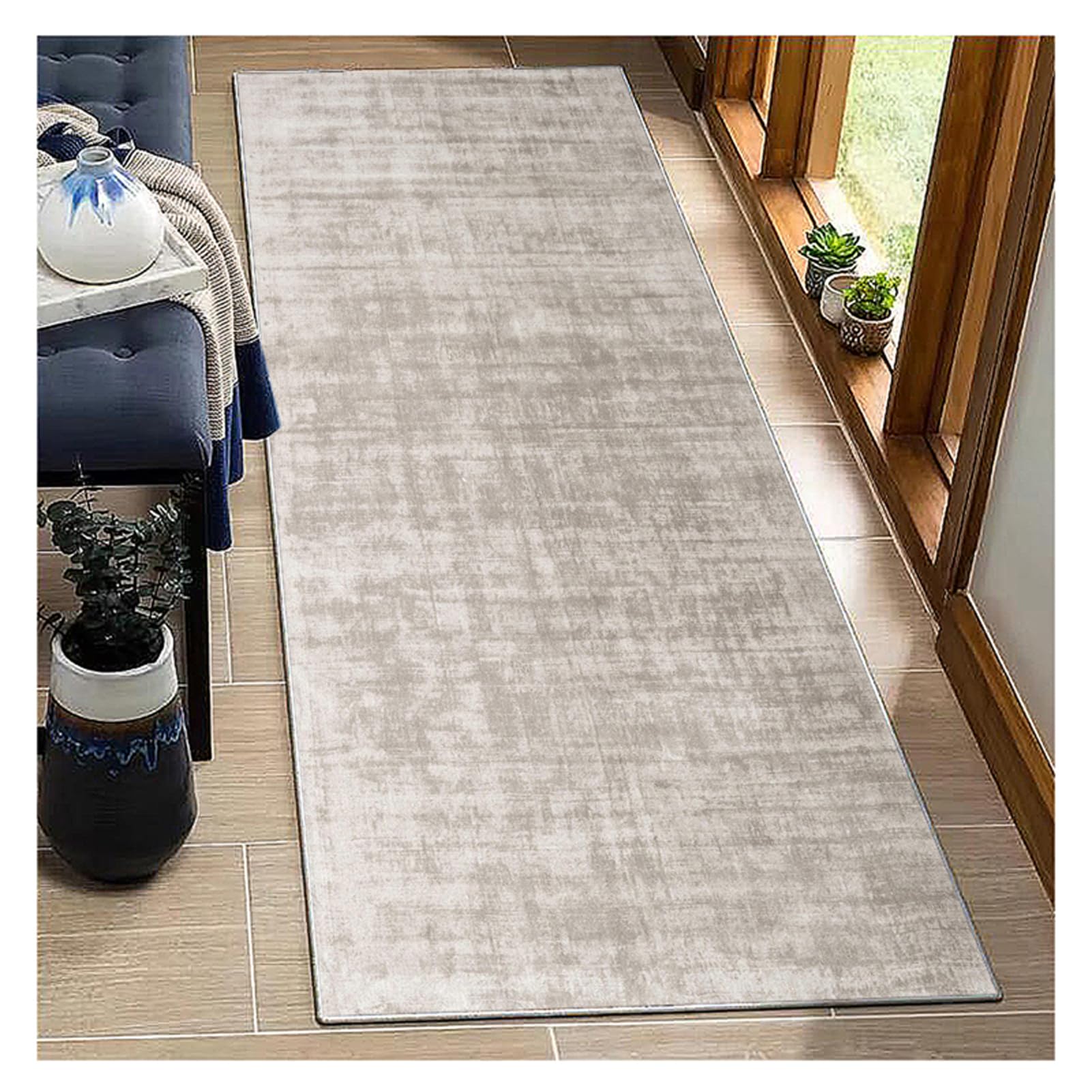 BORKOY Cream Runner Rug – 40x180cm Non Slip Kitchen Carpet & Hallway Floor Mat, Extra Long Washable Runner with Rubber Backing for Entryway, Laundry Room, Corridor, Indoor Anti-Skid Design‌