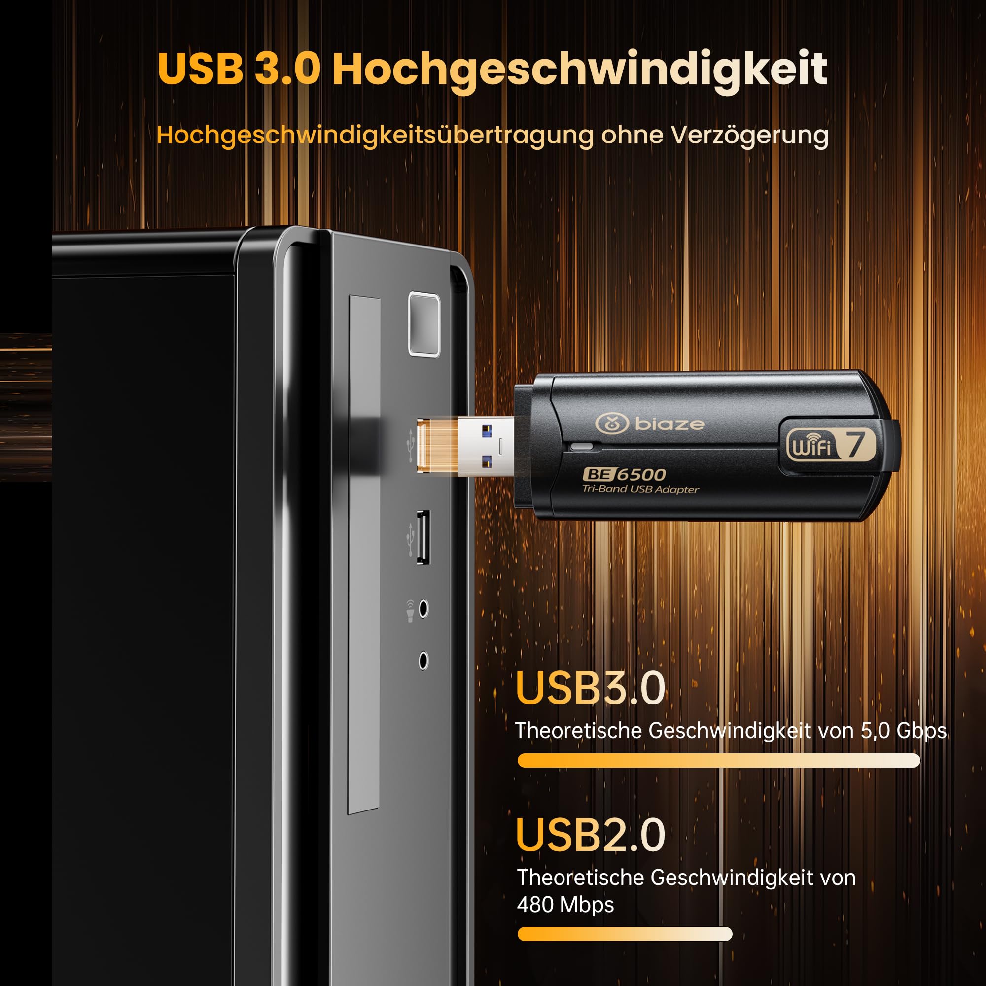 UK20 WiFi 7 Dongle, USB 3.0 WLAN Stick do PC Windows 10/11, 2.4G/5G/6G | szyfrowanie WPA3 | MU-MIMO | OFDMA | adapter Wi-Fi