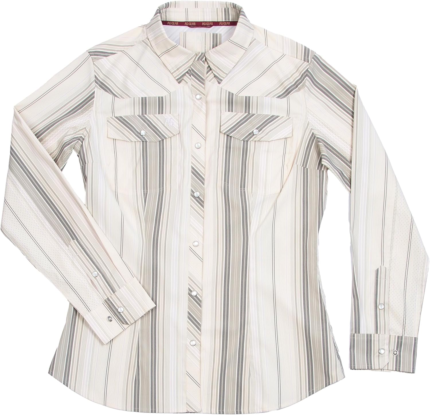 AG-GEAR Women's Long Sleeve Stockyard Button Down Shirt, Breathable Performance UPF30 Work Shirt for Farmers and Ranchers