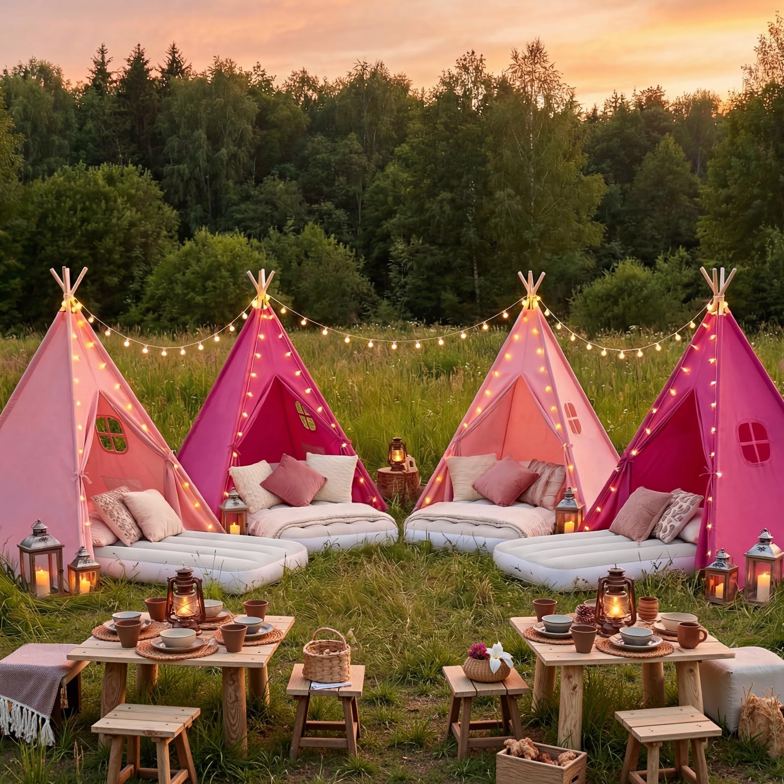 birthday party teepee tent party Wilwolfer for Kids, Indoor Play Tent Foldable for Boys Girls Sleepover Slumber Gifts Toy, Pink&Rose Red, 2 Pack &Airbed : Toys & Games Build:Premium - Force XPLR 40ft x 100ft Sheeting birthdays and more. The NEW Tenten IS