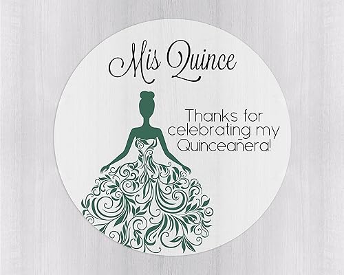 Miniatura 9 de Calcomanías de quinceañera de 40 quilates, membrillo MI, calcomanías en español o inglés para cumpleaños número 15 (027-E-EM-C)