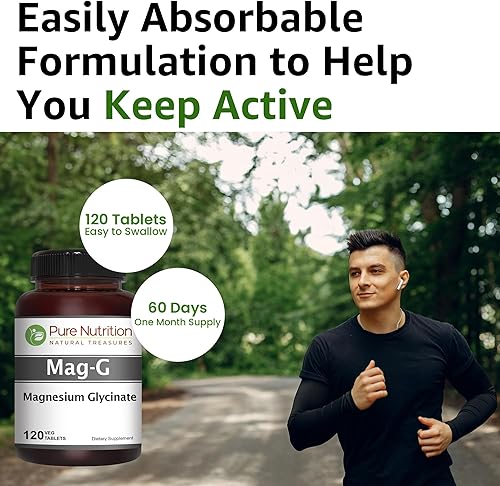 Miniatura 4 de Pure Nutrition MagG - Suplemento de glicinato de magnesio para hombres y mujeres  Suplemento de magnesio de alta absorción  200 mg de magnesio