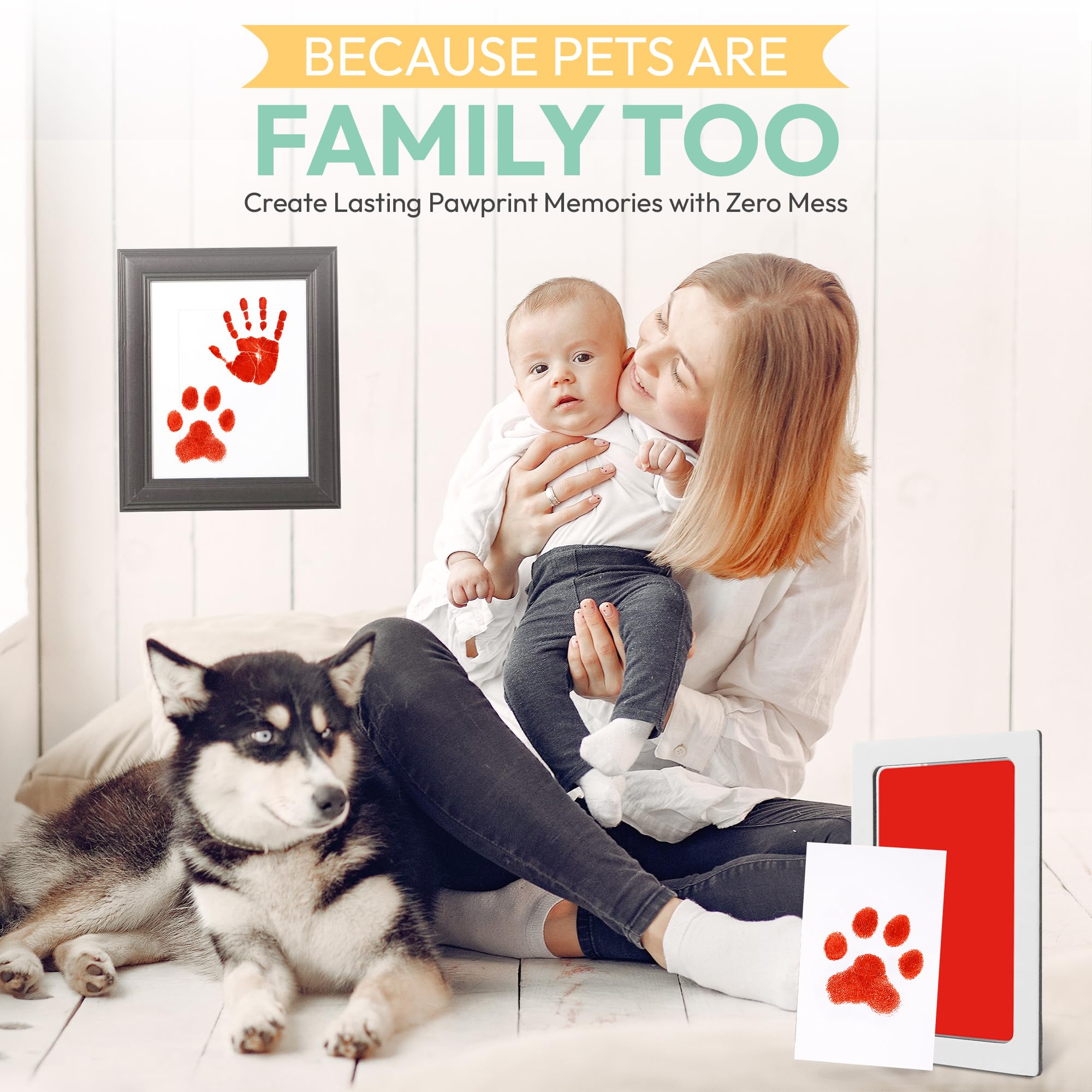 Tiny Gifts - Almohadilla de tinta para huellas y huellas de bebé, sin tinta, para bebés y pies – seguro para bebés, no toca la piel, perfecta memoria familiar o regalo, kit de impresión roja