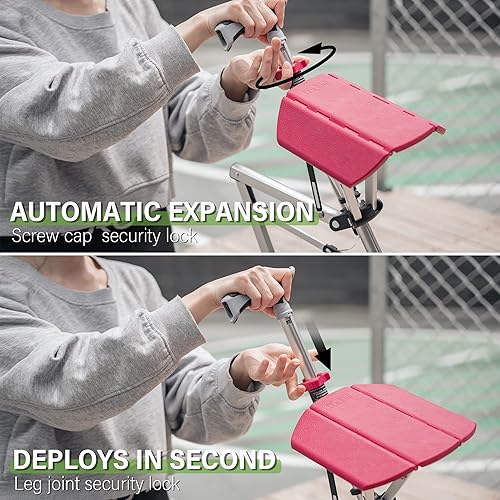 Miniatura 7 de STEP2GOLD Ta-Da - Silla portátil, bastón de senderismo portátil, bastón plegable con asiento, bastón con silla, silla plegable, aluminio ligero,