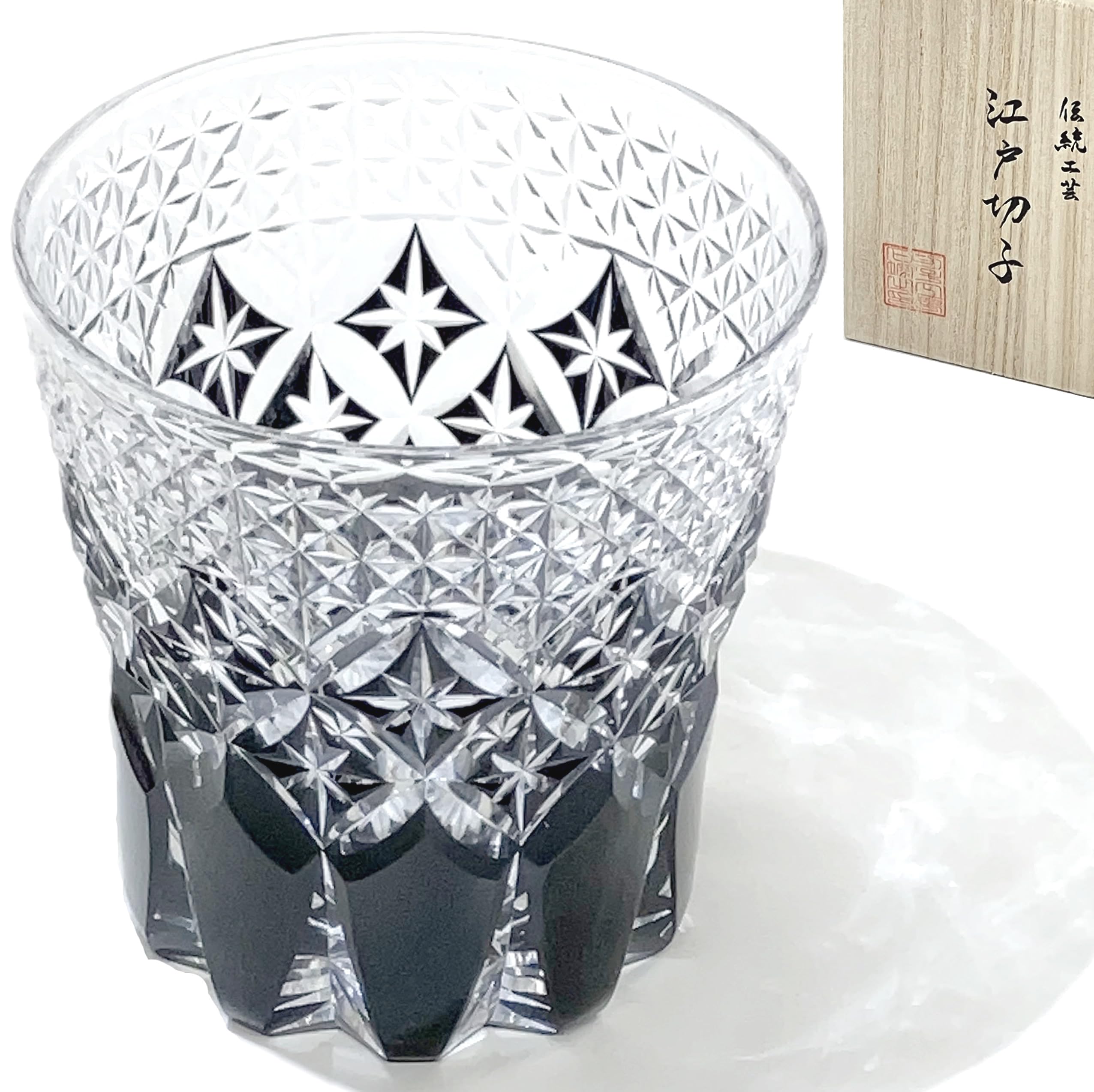 【定価¥27500】江戸切子※桐箱付き Amazon | 切子工房石塚 江戸切子 星光彩色 ロックグラス 専用桐箱入り