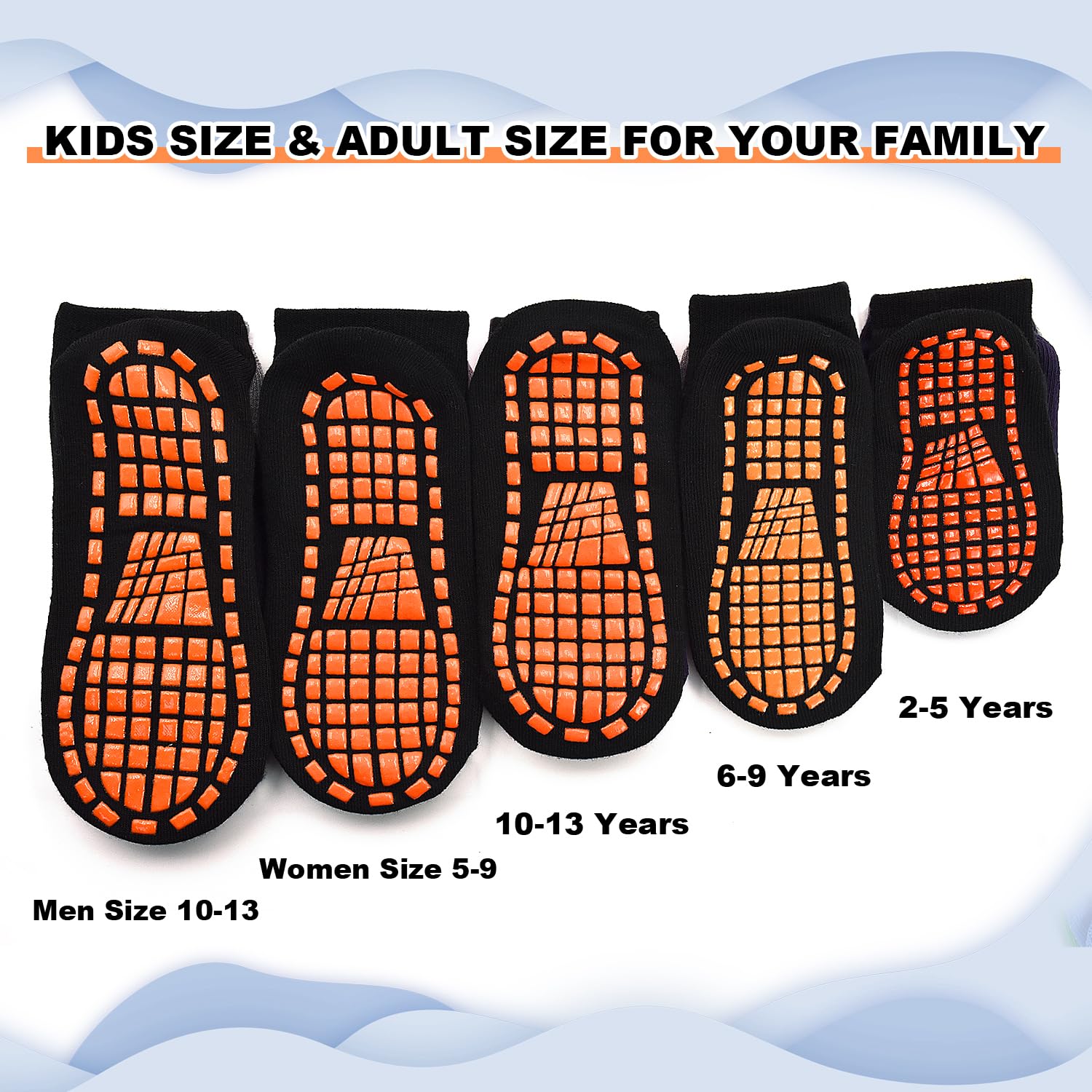 SkiBeaut Non Slip Trampoline Grips Socks, Men Women Youth Anti Skid Athletic Gripper for Adult Yoga Running Jumpping Socks 4 Pairs, US Size 5-9, Black*4 (4 Pairs)