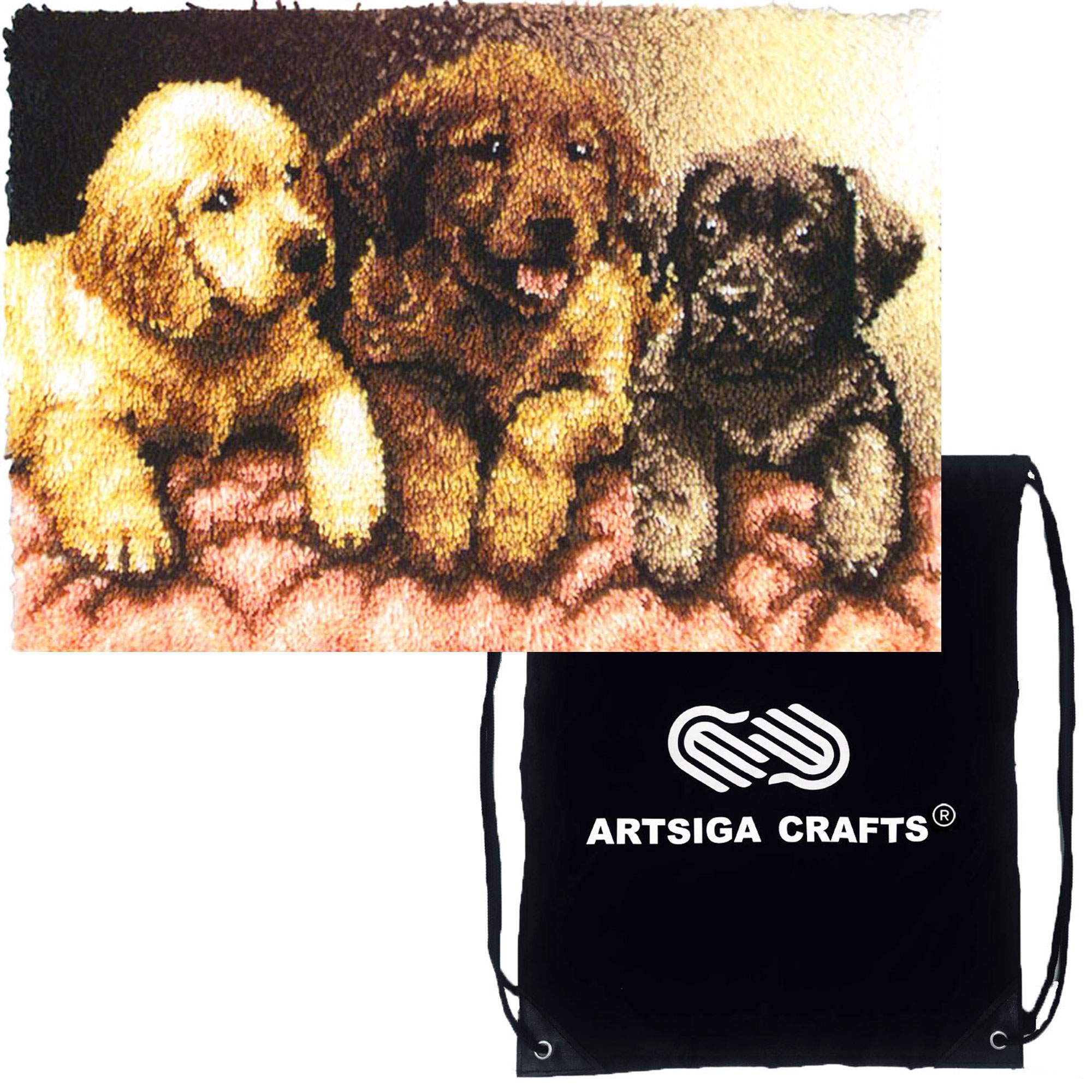 Caron Wonderart Latch Hook Kit Lab Puppies Instructions on Sale head