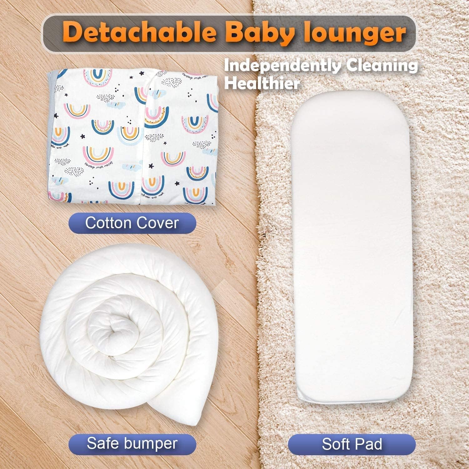 Reducteur de Lit Bebe en Coton, Réducteur Bébé Cocon Bebe pour Nid d'Ange Couffin et Naissance, Chaud Doux et Respirant, Couffin de Voyage Portable, Parfait pour Filles et Garçons Nouveau-né