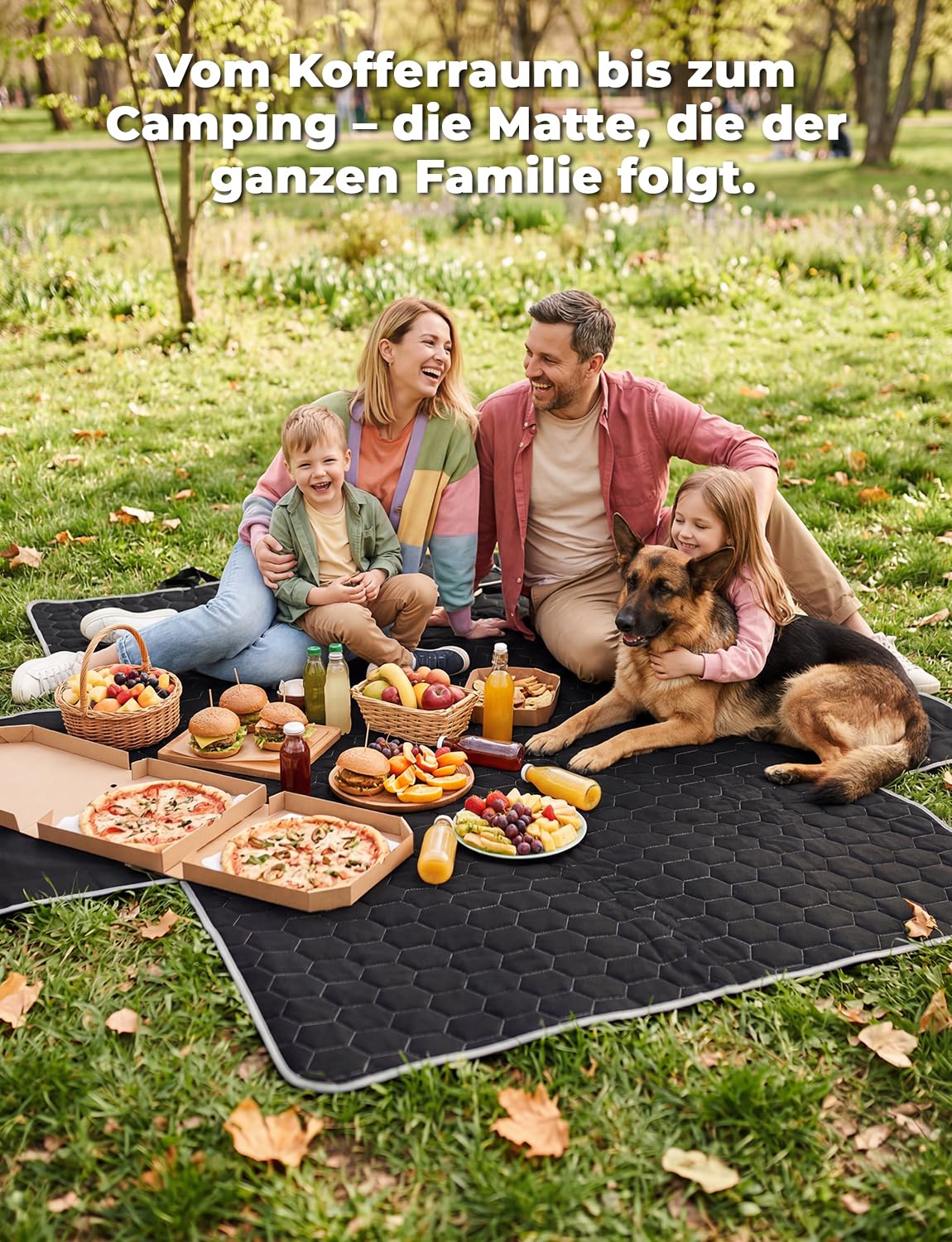 Oasser Kofferraumschutz Hund Kofferraum Schutzmatte 185x103cm Universal Auto 600D mit 2 Großen Taschen Seiten-und Ladekantenschutz Wasserdicht Kratzfest rutschfest Staubdicht für Limousinen und SUV