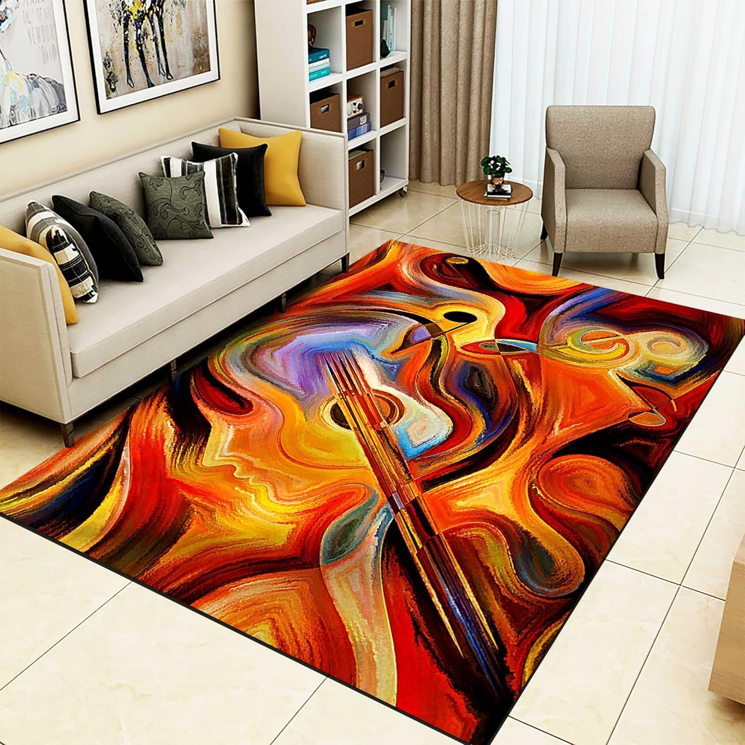 Tapis de guitare imprimé 3D en flanelle de polyester ultra douce au toucher