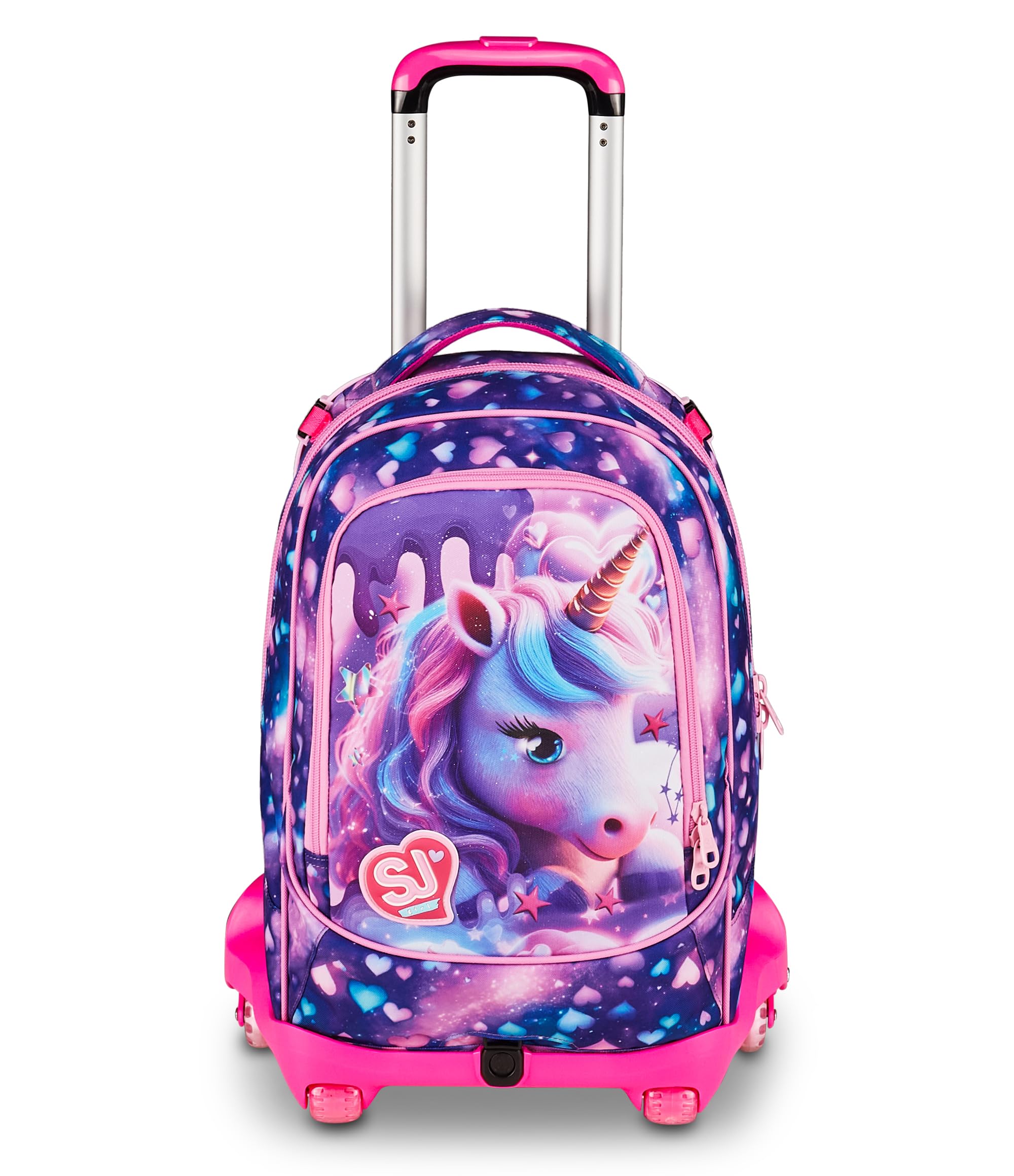 SJ GANG STYLE JAM GANG Trolley Jack 8 ruote PIXIE UNICORN, Viola, 34L, Scomponibile, Crossover System, 3 in 1, Spallacci a scomparsa, Tasca portaborraccia, Tasca frontale, Scuola elementare, Bambina | Scomponibile, Crossover System 3 in 1, Spallacci a sco
