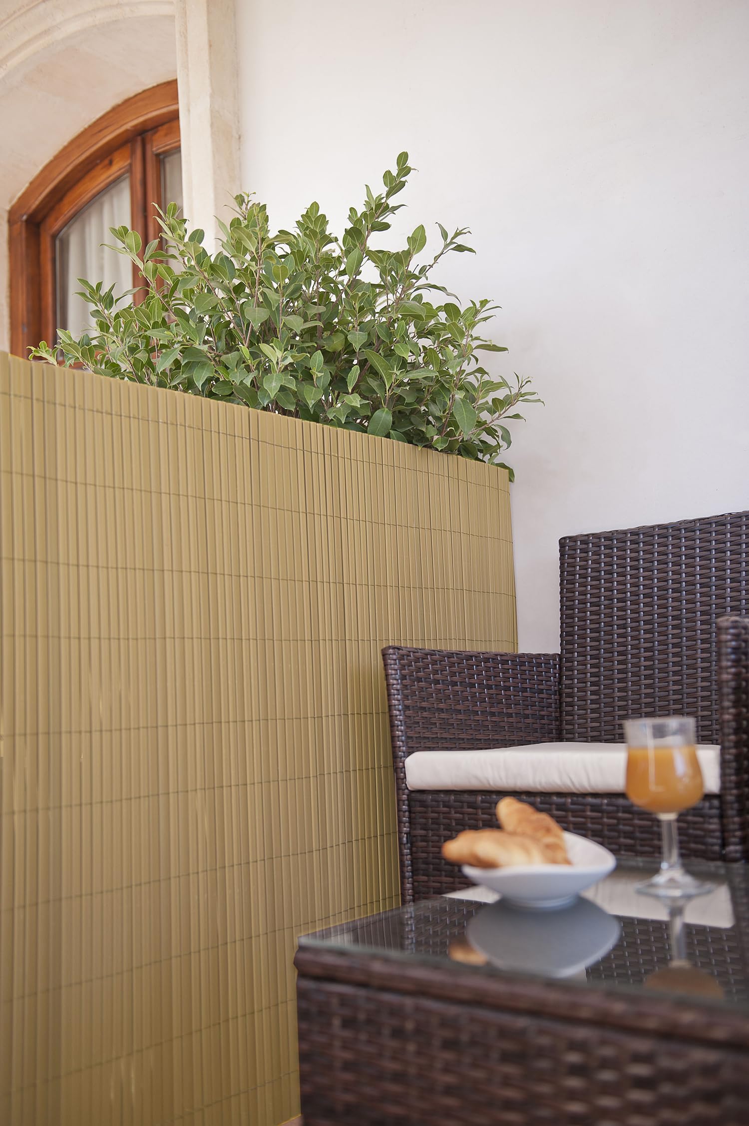 Suinga Cañizo PVC | Cañizo Ocultación PVC Simple Cara | Valla Privacidad Pantalla | Valla Decoración Exterior UV (Beige, 1,5x5 m)